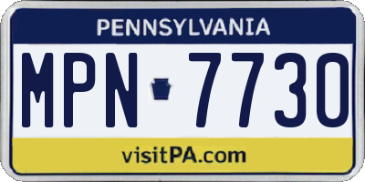 PA license plate MPN7730