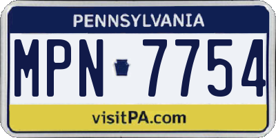 PA license plate MPN7754