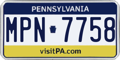 PA license plate MPN7758