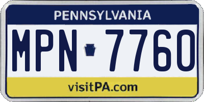 PA license plate MPN7760
