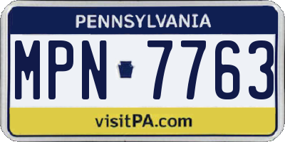 PA license plate MPN7763