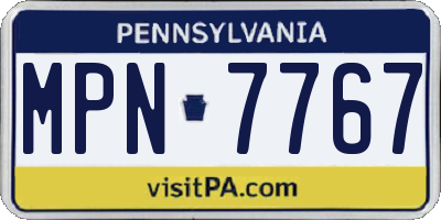 PA license plate MPN7767