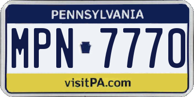 PA license plate MPN7770