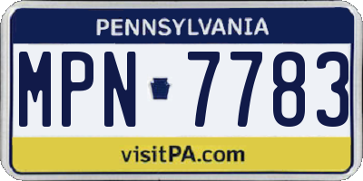 PA license plate MPN7783