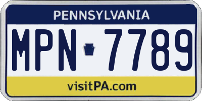 PA license plate MPN7789