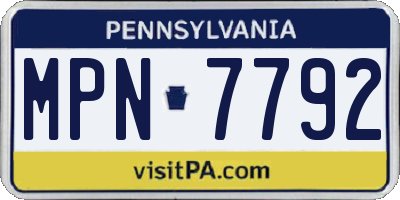 PA license plate MPN7792