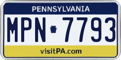 PA license plate MPN7793