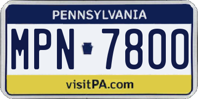 PA license plate MPN7800