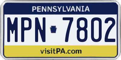 PA license plate MPN7802