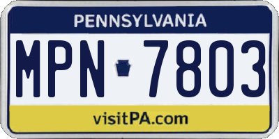PA license plate MPN7803