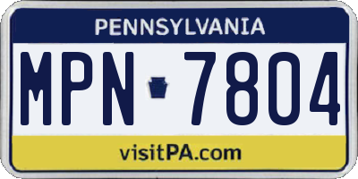 PA license plate MPN7804
