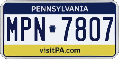 PA license plate MPN7807