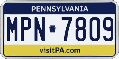 PA license plate MPN7809