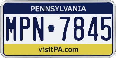 PA license plate MPN7845