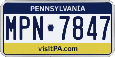 PA license plate MPN7847