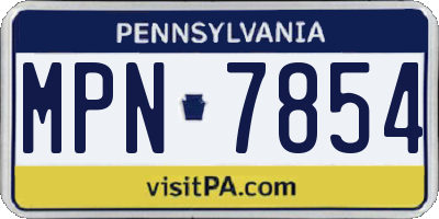 PA license plate MPN7854