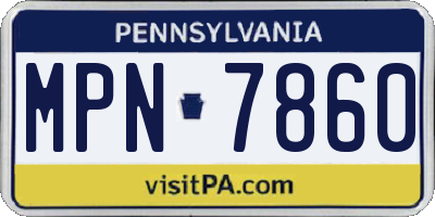 PA license plate MPN7860