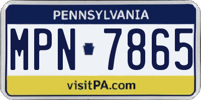 PA license plate MPN7865