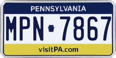 PA license plate MPN7867
