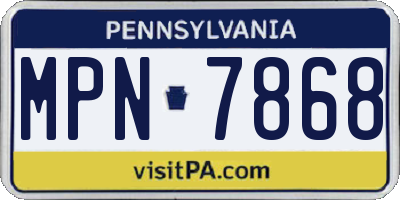 PA license plate MPN7868