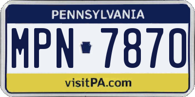 PA license plate MPN7870
