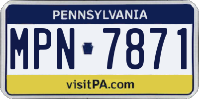 PA license plate MPN7871