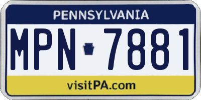 PA license plate MPN7881