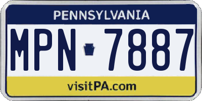 PA license plate MPN7887