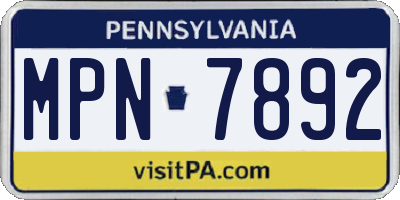 PA license plate MPN7892