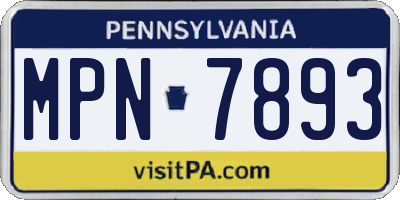 PA license plate MPN7893