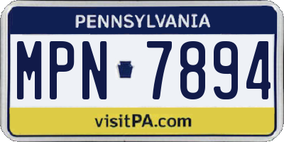 PA license plate MPN7894