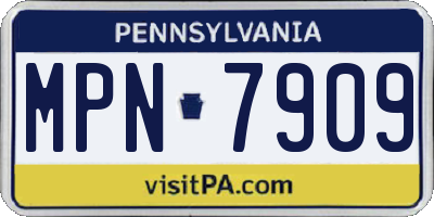 PA license plate MPN7909