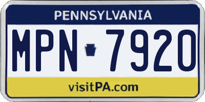 PA license plate MPN7920