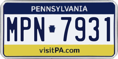 PA license plate MPN7931