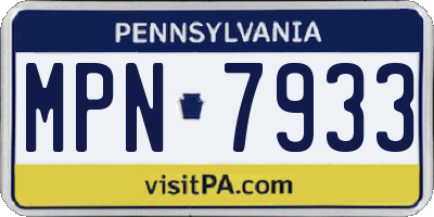 PA license plate MPN7933
