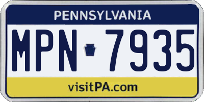PA license plate MPN7935
