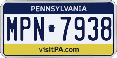 PA license plate MPN7938