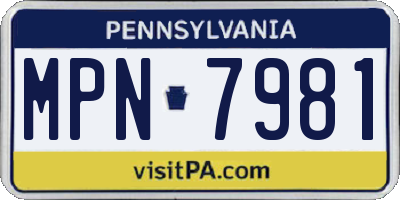 PA license plate MPN7981