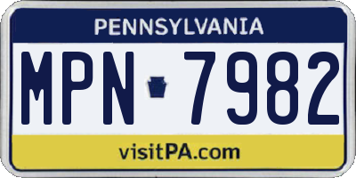 PA license plate MPN7982