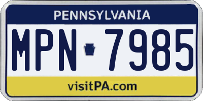 PA license plate MPN7985