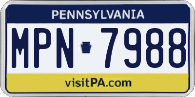 PA license plate MPN7988