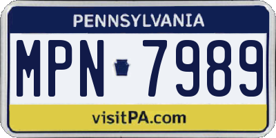 PA license plate MPN7989