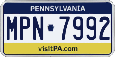 PA license plate MPN7992