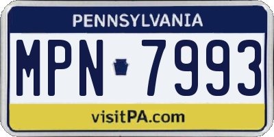 PA license plate MPN7993