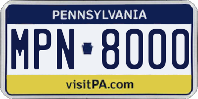 PA license plate MPN8000