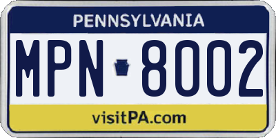 PA license plate MPN8002