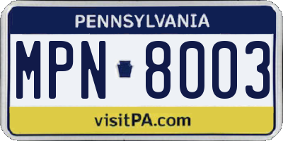 PA license plate MPN8003