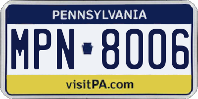 PA license plate MPN8006