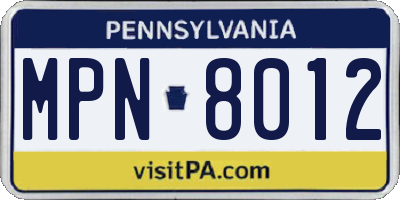 PA license plate MPN8012