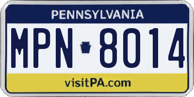 PA license plate MPN8014